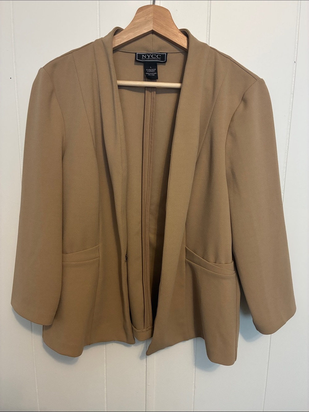 NYCC Relaxed Tan Open-Front Blazer